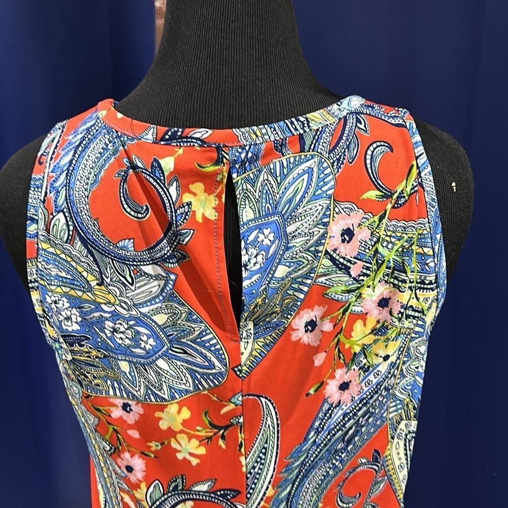 Like new MSK tropical paisley sleeveless dress size large - Picture 4 of 6